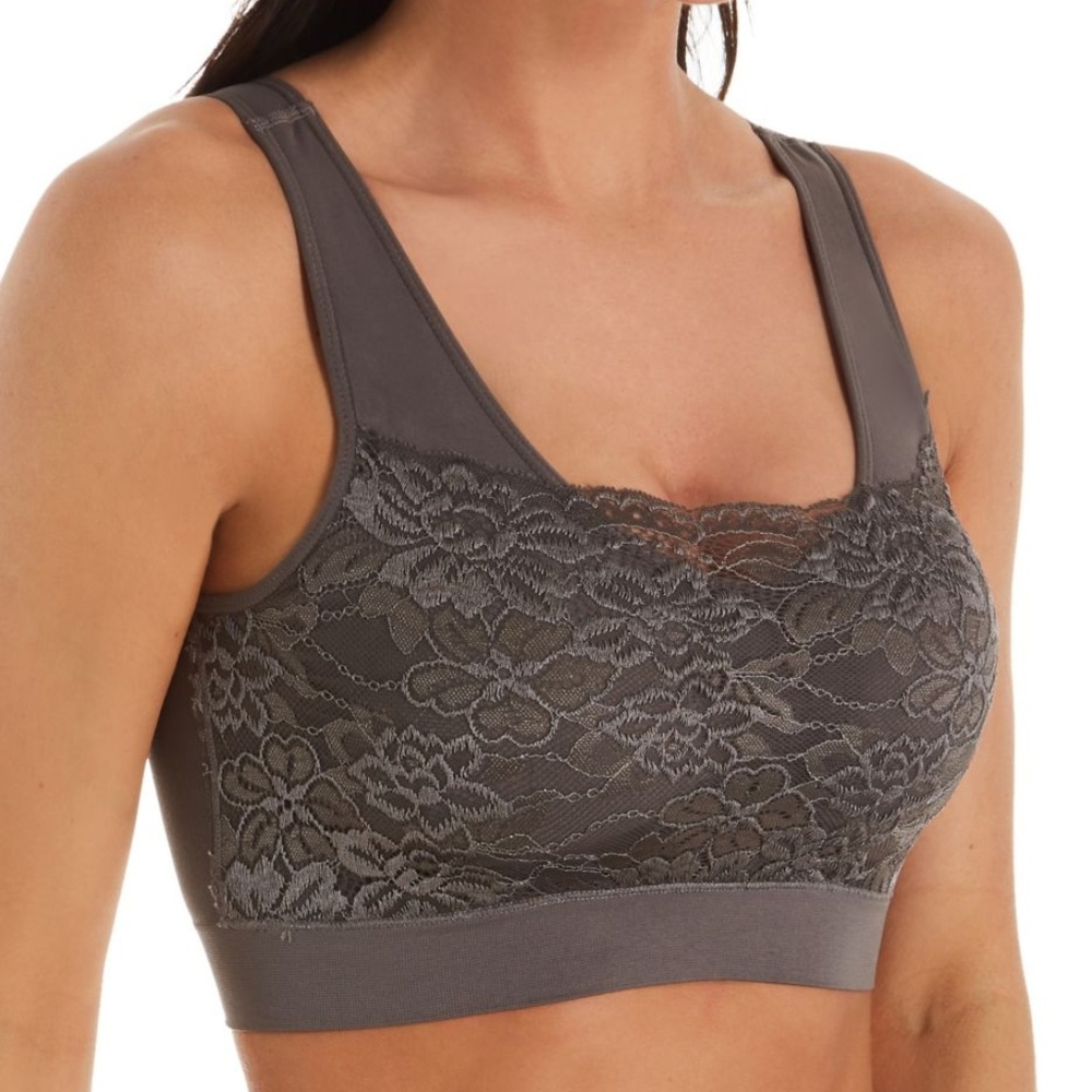Rhonda Shear Seamless Bra with Lace Overlay (9346)